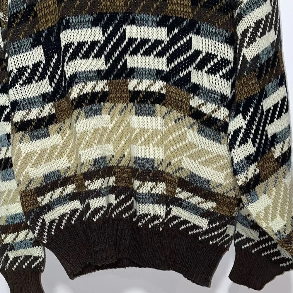 Men's Patterned Sweater - Black, Brown, Cream
